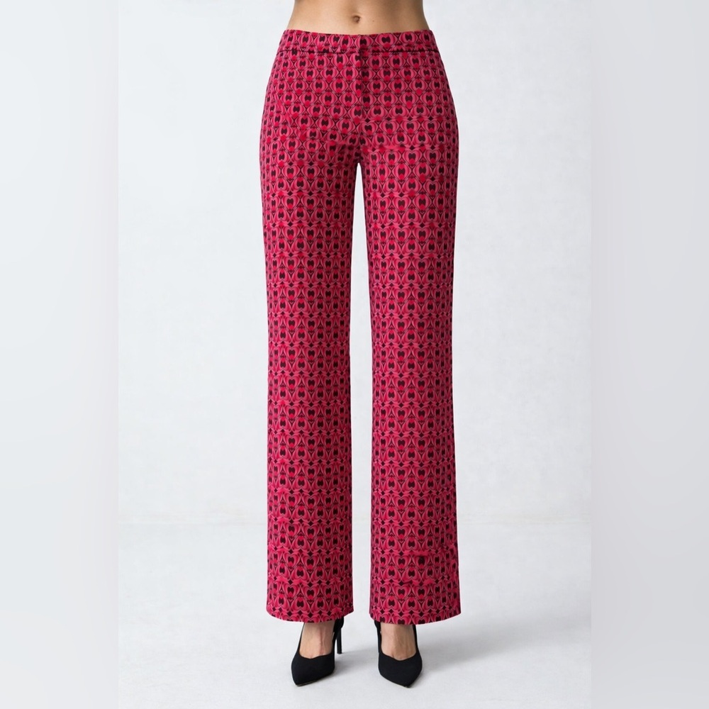 Escada Pink Black Heart Print Stretch Pants Bootcut Y2K Designer size 38